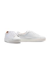 White leather sports shoes BUTYM-0503A-0B(W26), diagonal product view on white background.