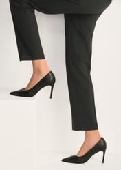 Black leather women's high heels BUTYD-1131-99(W25)