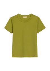 Olive green women's cotton T-shirt TSHDT-0144-8E(Z26) - front view of the product, on a white background.