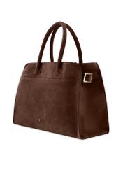 Brown suede handbag TORES-1191-89(Z25), diagonal product view on a white background.