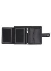 Black men's leather wallet PORMS-0715-99(Z26) - product view from above, on a white background.