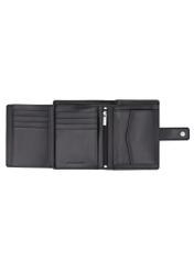 Black men's leather wallet PORMS-0715-99(Z26) - product view from above, on a white background.