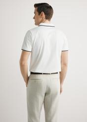 Men's cream polo shirt POLMT-0092-0B(W26), back view of the product on the model. Half of the silhouette visible.