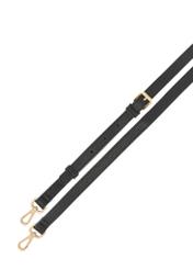 Black small leather women's handbag TORES-1262-99(W26) - stripes view, on white background.