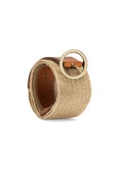 Wide women's belt made of natural leather PASDS-0327-1E(W26) - front product view, on a white background.