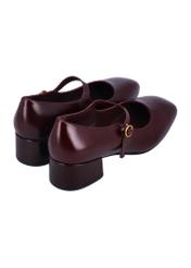 Burgundy women's leather pumps BUTYD-1349-4E(Z26), product view from the back on a white background.