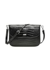 Black croco women's handbag TOREC-1262-9G(Z26), product view from the front on a white background.