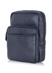 Men's navy blue leather zipper bag TORMS-0016A-69(W24)-02