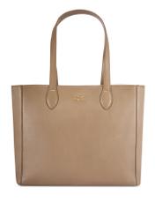 Dark brown leather women's shopper bag TORES-0971 F-1K(W26) - front product view, on white background.