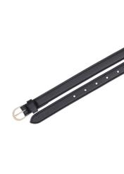 Black leather women's belt PASDS-0344-99(Z26), product view from above on white background.