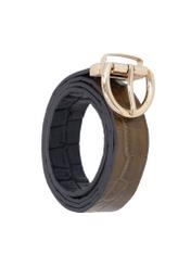Double-sided croco women's leather belt PASDS-0332-8D(Z26), diagonal product view on white background.