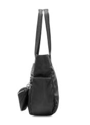 Nylon women's handbag with pouch TOREN-0326-99(Z25), side view of the product on a white background.