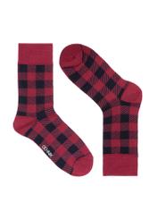 Red and black checkered men's socks SKAMT-0180-42(Z23)-01