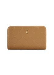 Beige women's wallet with monogram POREC-0348A-81(Z25), front product view on white background.