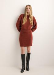 Red Alpaca Wool Pencil Skirt SPCDT-0139-3D(Z26)