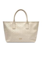Cream women's handbag with braid TOREC-1212-0B(W26) - front product view, on white background.