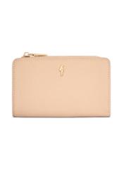 Beige women's leather wallet PORES-0977R-1B(W26), front product view on white background.