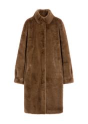 Brown elegant women's fur coat FUTDP-0050-89(Z25), product view from the front on a white background.