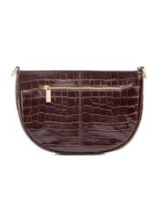 Brown leather medium women's croco handbag TORES-1022E-89(Z25), product view from the back on a white background.