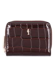 Small brown women's croco wallet POREC-0352A-1I(Z26), front product view on white background.