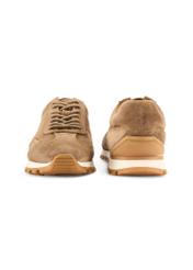 Men's suede shoes in cool beige color BUTYM-0542-1K(W26), front and back view of the product on a white background.