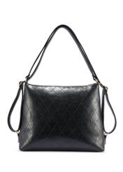 Black leather women's belt PASDS-0342-99(W26) - product view from the back, on a white background.