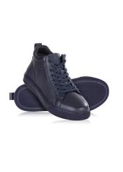 Navy blue leather men's sneakers BUTYM-0466-69(Z24) pic. 5