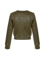 Women's leather jacket in khaki color KURDS-0342-1213(W22)-04