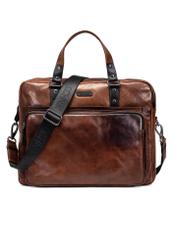 Brown leather men's bag TORMS-0100-1H(W26), front product view on white background.