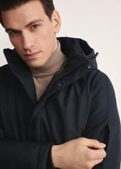 Black men's winter jacket KURMT-0391-99(Z25) - front product view on white background. Close-up of model.