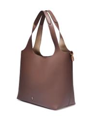 Brown women's shopper bag TOREC-1259-1H(Z26), diagonal product view on a white background.