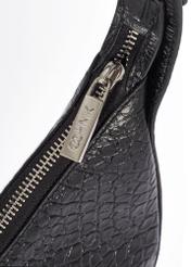 Black leather croco handbag TORES-1172-99(Z25) - close-up of detail on white background.