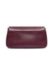 Classic women's leather handbag in burgundy color TORES-1371-4D(Z26), product view from the back on a white background.
