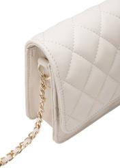 Cream small quilted women's handbag TOREC-1033-0B(W26), close-up of the product detail on a white background.