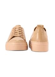 Beige women's leather sneakers BUTYD-1062-1B(W26), front and back product view on white background.