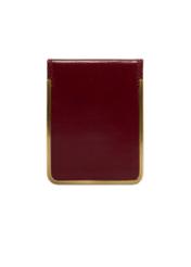 Burgundy leather business card case PL-101-41(KS), product view from the back on a white background.
