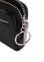 Black men's leather wallet PORMS-0689-9I(W26), close-up of product detail on white background.