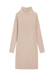 Beige sweater dress SUKDT-0295-1J(Z26) – front view of the product on a white background.