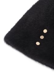 Black women's hat with rabbit fur CZADT-0023A-9E(Z26), close-up of the product detail on a white background.