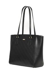 Black women's shopper bag with monogram TOREC-1291-9P(Z26), diagonal product view on a white background.
