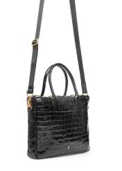 Leather elegant women's croco bag TORES-1128E-99(Z25), product view diagonally with a longer strap on a white background.