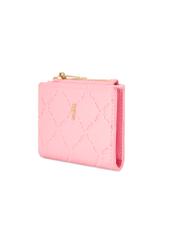 Pink small women's wallet with handle POREC-0407-5B(W26) - diagonal product view, on a white background.