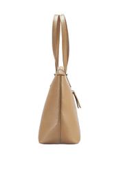 Beige large women's shopper bag TOREC-0953A-81(Z25), product view from the side on a white background.