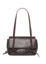 Small brown women's handbag with bows TOREC-1379-1H(Z26), front product view on white background.