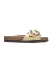 Women's gold leather flip-flops BUTYD-1157-2X(W26), side view of the product on a white background.