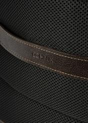 Men's brown leather backpack TORMS-0457-89(W25), close-up of product detail, view on white background.