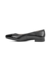 Women's leather ballerinas in black BUTYD-1245-99(W26), side view of the product on a white background.