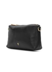 Black small leather women's handbag TORES-1241-99(W26), diagonal product view on white background.