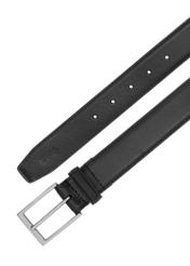 Leather black men's belt PASMS-0258-99(Z24)-0