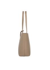 Large women's handbag in cool beige color TOREC-1258-1K(Z26), product view from the side on a white background.